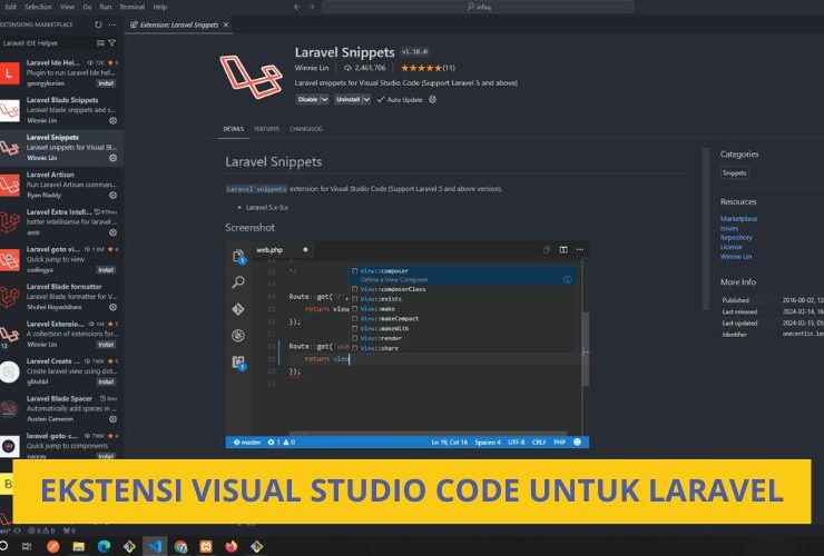 Ekstensi Visual Studio Code untuk Meningkatkan Produktivitas Laravel Developer - Inovasicode.com