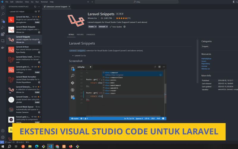Ekstensi Visual Studio Code untuk Meningkatkan Produktivitas Laravel Developer - Inovasicode.com