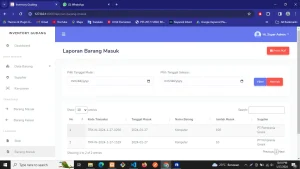 Tampilan laporan barang masuk - Inovasicode.com