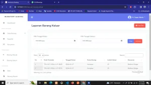 Tampilan laporan barang keluar - Inovasicode.com