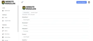 Tampilan dashboard setting data desa - Inovasicode.com